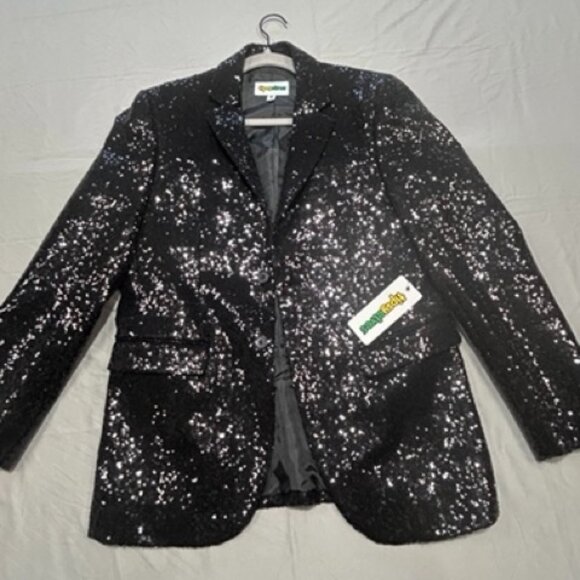 Tipsy Elves Sequin Blazer Suit Jacket Black 36 - Picture 1 of 9